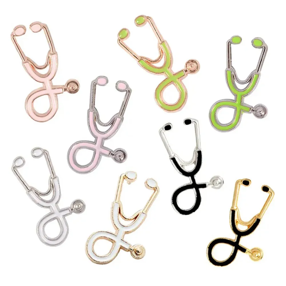 10 pièces/lot broches de mode en métal infirmière médicale médecin broche épinglette personnalisé soins de santé soins infirmiers cadeau émail stéthoscope broche pour accessoires d'infirmière