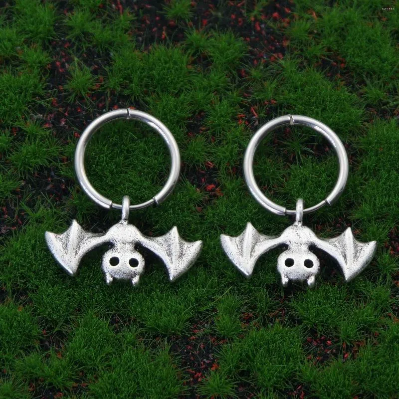 Boucles d'oreilles pendantes Cerceau de chauve-souris animal gothique d'Halloween avec crochet en acier inoxydable