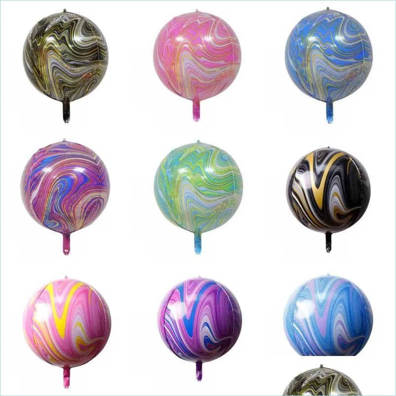 Andere Event Party Supplies 22 Zoll Marmor Achat Ballon Aluminiumfolie Regenbogen Tie Dye Babyparty Geburtstag Ostern Ballons Dhh2N