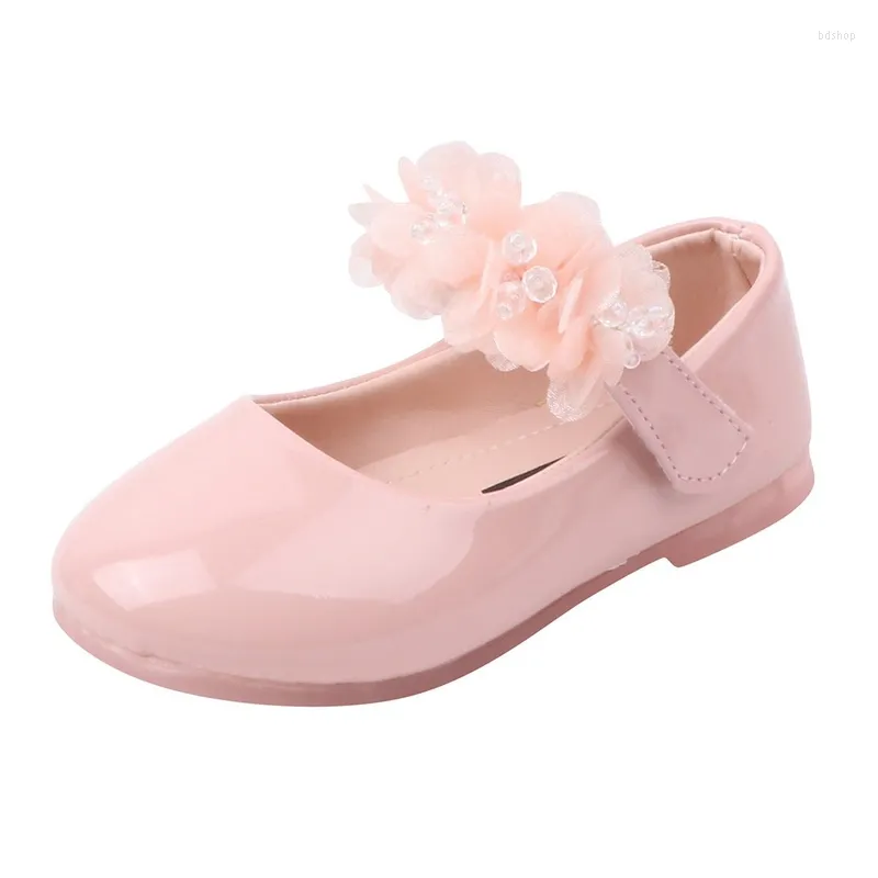 Scarpe Basse Bambina Pelle Verniciata Principessa Abito Bambina Perla Dolce Morbido Confortevole Elegante Festa Nuziale