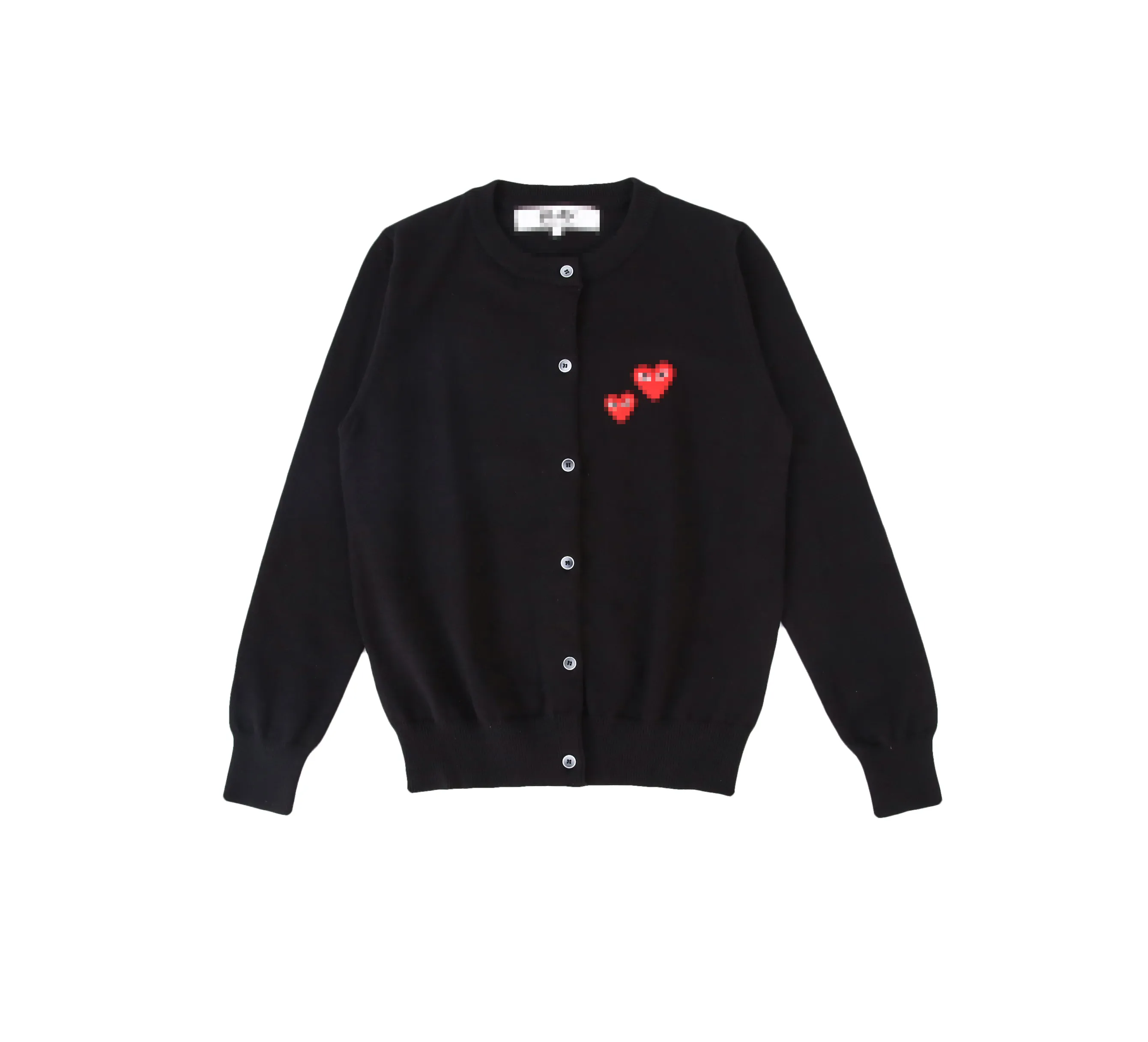 Designer Men's Sweaters CDG Com Des Garcons Play Women's Red Hearts Sweater Button Black Wool Crew Neck Cardigan Size S M