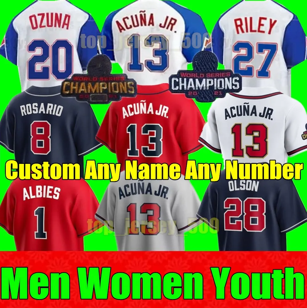 S-4xl 2023 City Connect Jersey Ronald Acuna Jr. Matt Olson Jorge Soler Deion Sanders Austin Riley Braves Ozzie Albies Jones Men de base de base