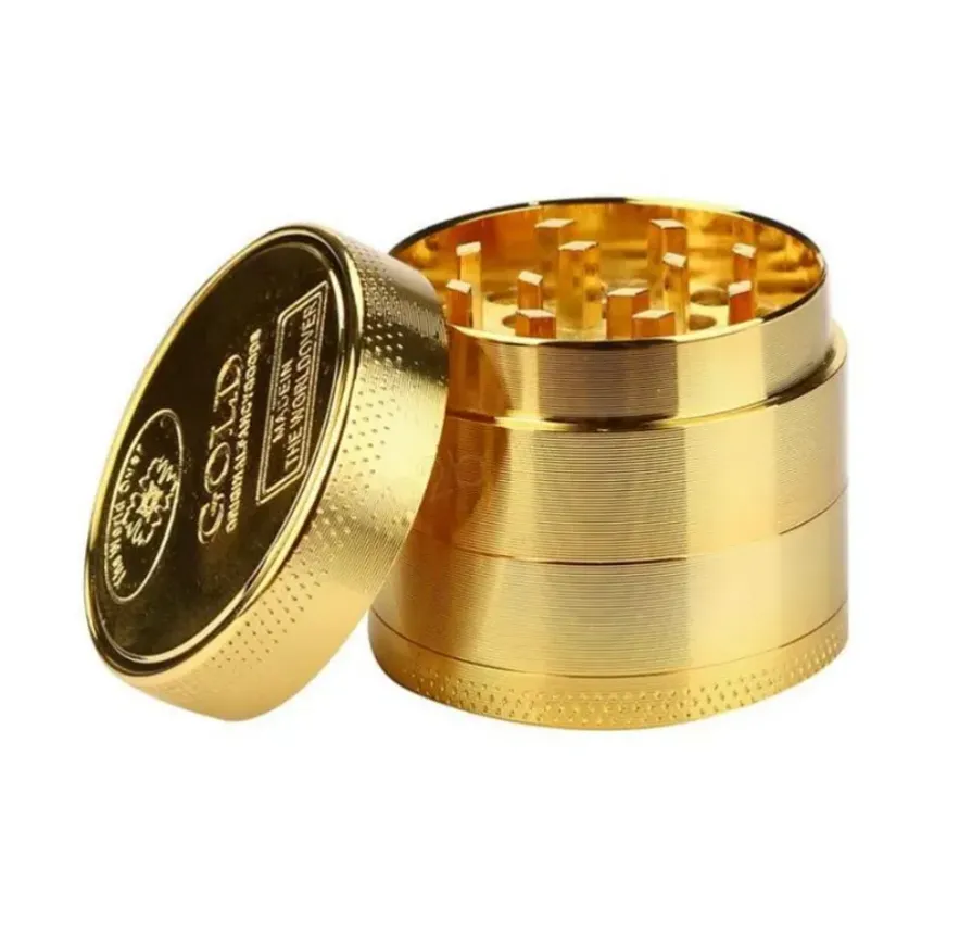 Accessori per fumatori Grinder in metallo CHROMIUM CRUSHER con 4 strati di motivo a monete d'oro 40mm Grinders manuali per fumo Smoke Shop Bong ss0330