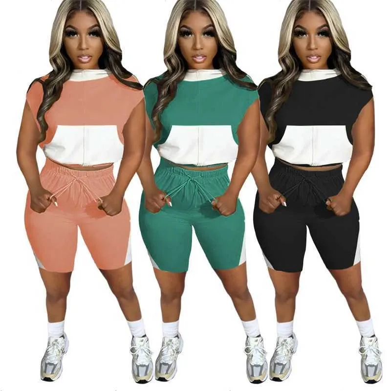 Womens Designer Clothing Tracksuits Casual Two Piece Outfits Cute Contrast Hooded Sweater Shorts Pants Suits