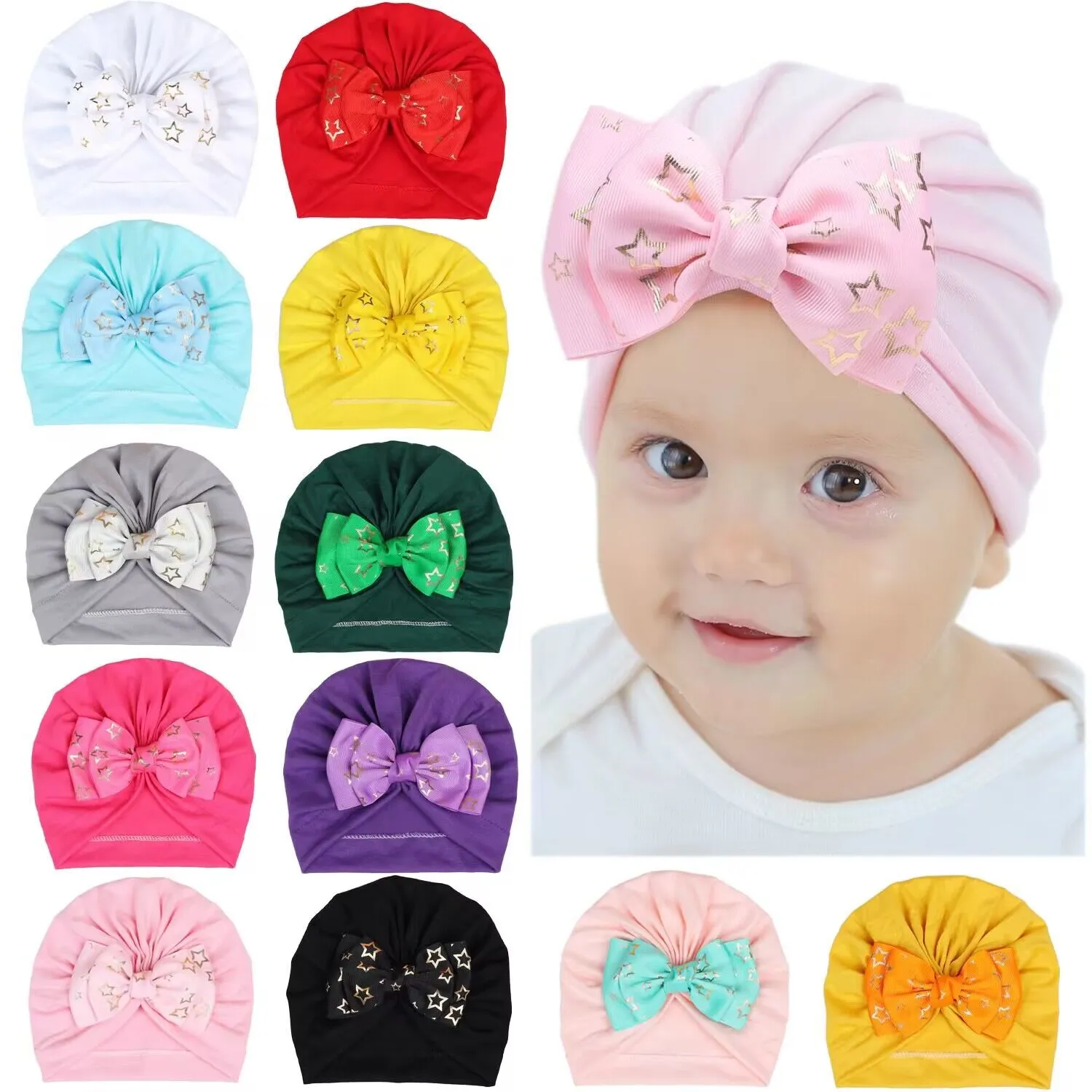 Étoiles imprime arc bébé fille Turban infantile coton bonnet casquettes pour bébé Turban chapeau enfant en bas âge chapeau enfants filles cheveux accessoires