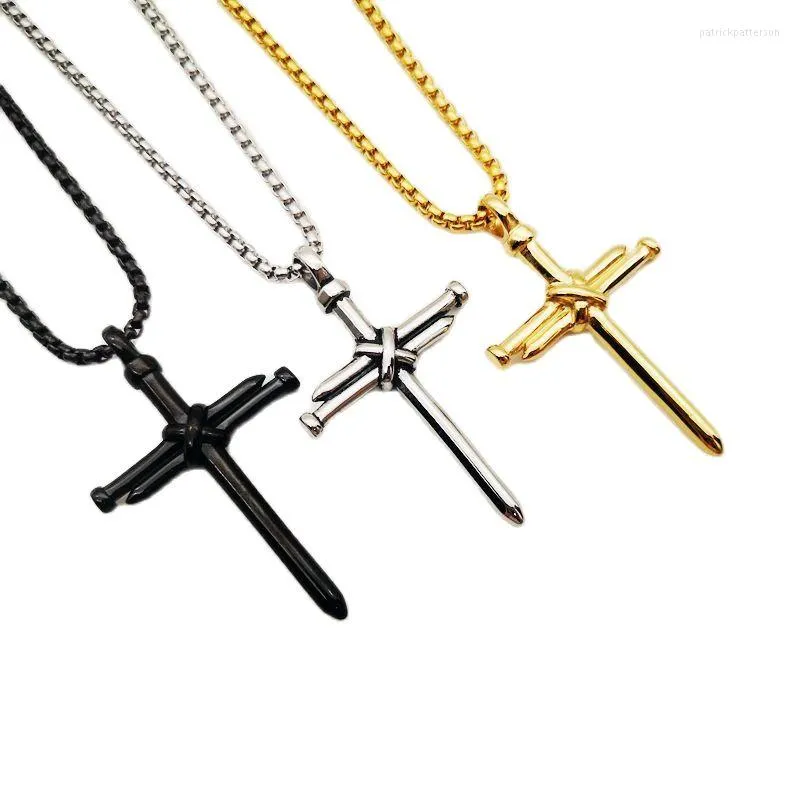 Pendanthalsband 2023 SS Creative Nails Cross Halsband Mens Fashion Jewelry Titanium Steel Gift