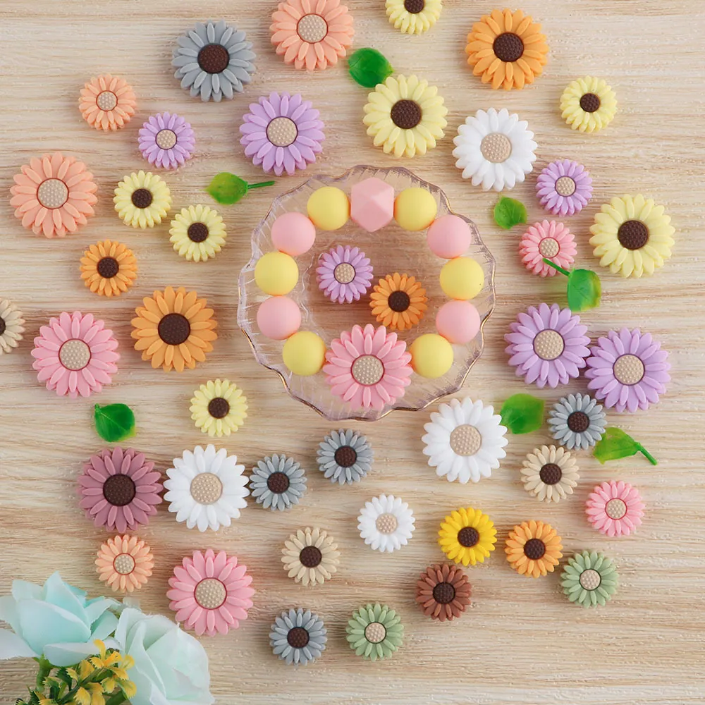 Baby Teethers Toys Kovict Silicone Pärlor 310st mini Flowers Chrysanthemum Clips DIY PACIFIER CHEAN CARE Products Accessories 230329