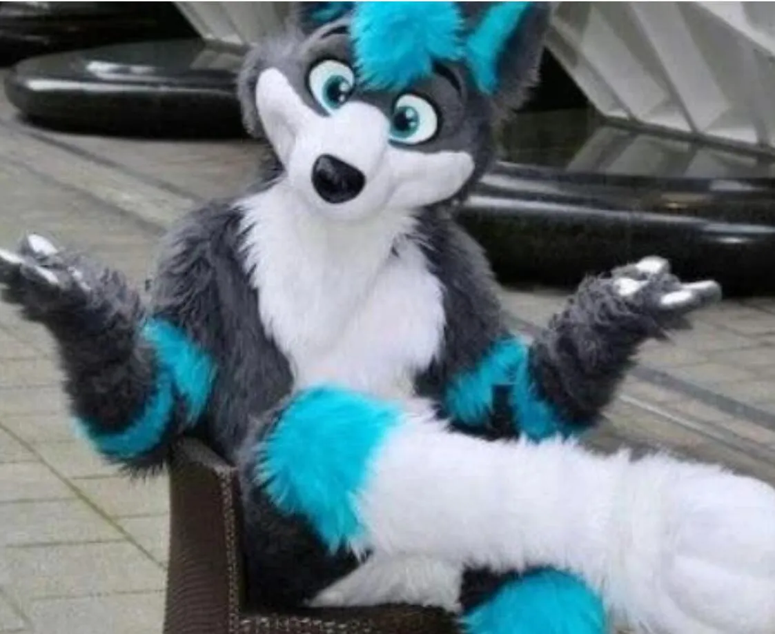 Long Fur Furry Grey Wolf Husky Dog Fox Fursuit Mascot Costume Adult Cartoon Character Halloween Carnival Fancy