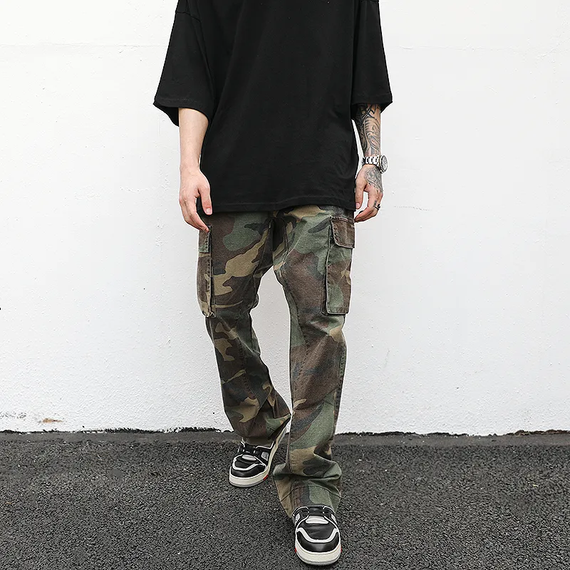 Women's Pants S Streetwear Mens Hip Hop Camouflage Flare Fashionable Camo Cargo Male Slim Fit Byxor Allmatch 230330