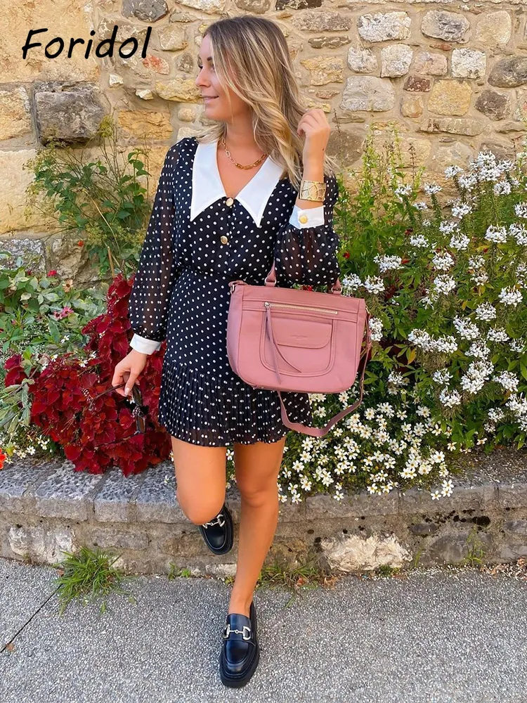 Foredol Vintage Chiffon Polka Dot Dress With Pan Collar And Foredol Vintage Chiffon Polka Dot Dress With Pan Collar And
