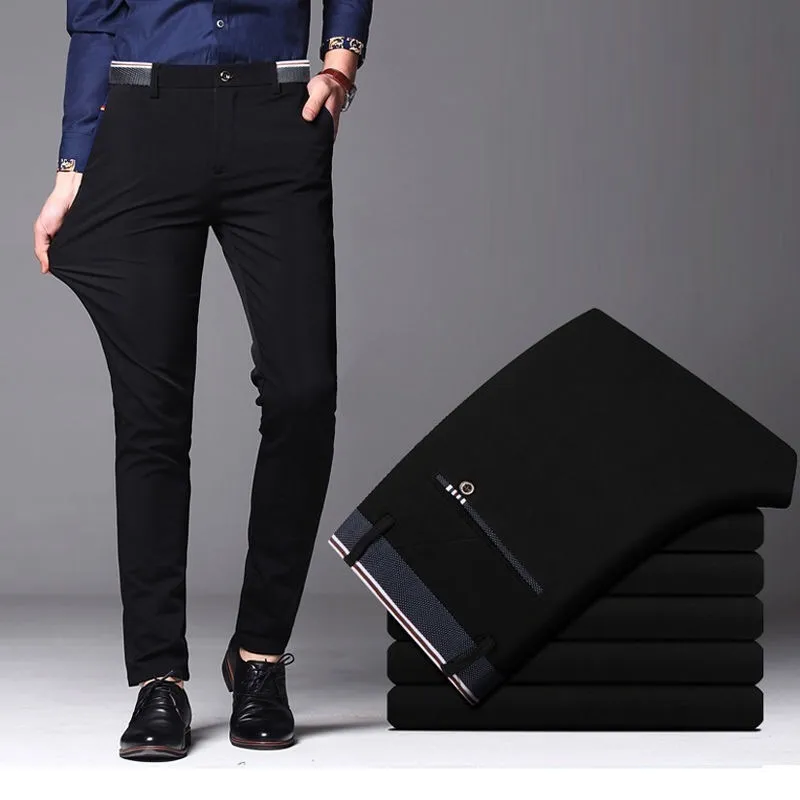 Męskie spodnie wiosna jesień moda na swobodny kombinezon męski elastyczne proste spodnie formalne plus duży rozmiar 2840 230329