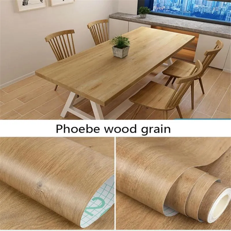 Sfondi Adesivo adesivo in legno per mobili Pareti carta da parati Porta impermeabile Cucina Armadio Armadio Decor Pellicola PVC Adesivi fai da te