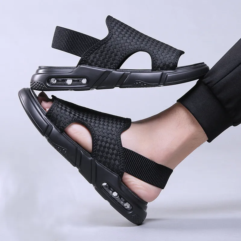 Men Footwear Mesh Woven Cloth Leather Sandal With Air Cushion Summer Comfortable Athletic Sport Beach Sandals For Hiking From 24 3 DHgate