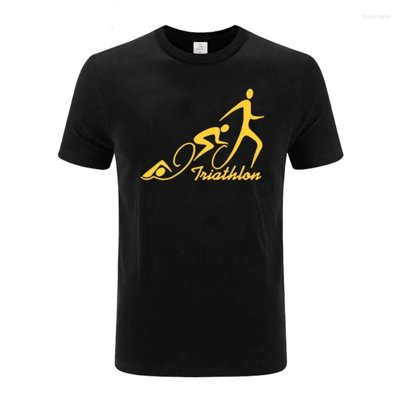 Camisetas masculinas Triathlon bico de bicicleta de bicicleta impressões engraçadas para homens verão 2023 Moda de manga curta tops de algodão
