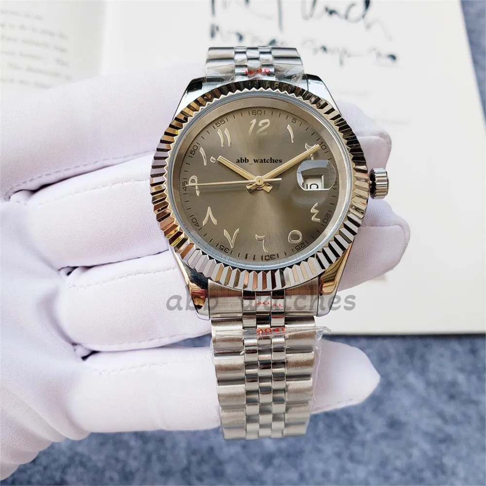 ABB_WATCHESカップル時計モダンなカジュアルな腕時計ラウンドステンレス鋼の折りたたみバックルウォッチクラスカルドレスデートジャストラバーズウォッチ