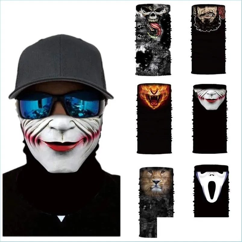 Party Masks Headscarf Funny Mask Magic Scarf Neck Face Printing 3D Outdoor SunSn Windproof Wash Handduk Drop Delivery Home Garden Fest DH71A