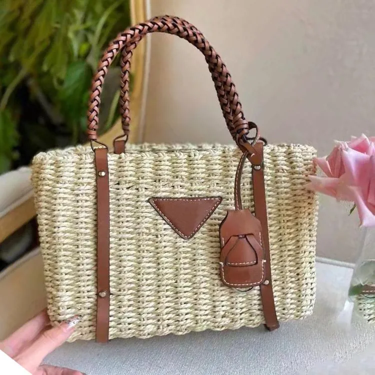 Designer beach bag straw Bags Summer Knitting handbag women Basket bags girls pretty shopper woven Small Tote dicky 2023