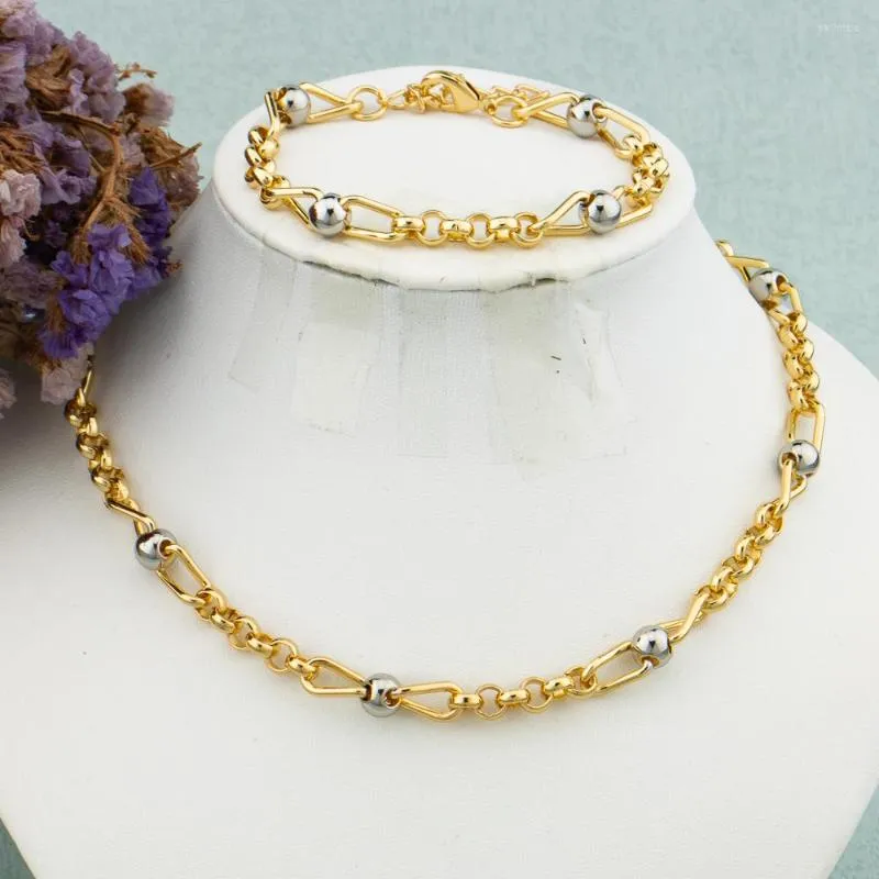 Naszyjnik Zestaw złoty łańcuch kolorów moda kobiety Dubaj luksus upuszcza duża bransoletka czeska dziewczyna elegancka biżuteria imprezowa elegancka biżuteria