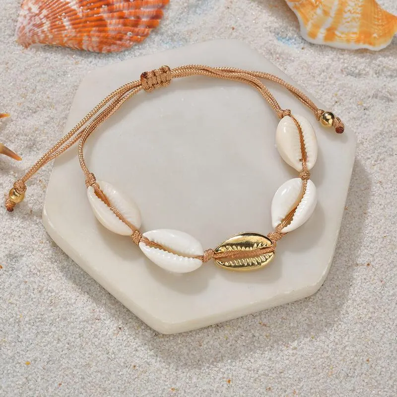 Tennis Natural Shell Necklace Bracelet Set Boho Beach Seashell Choker Collar Fashion Rope