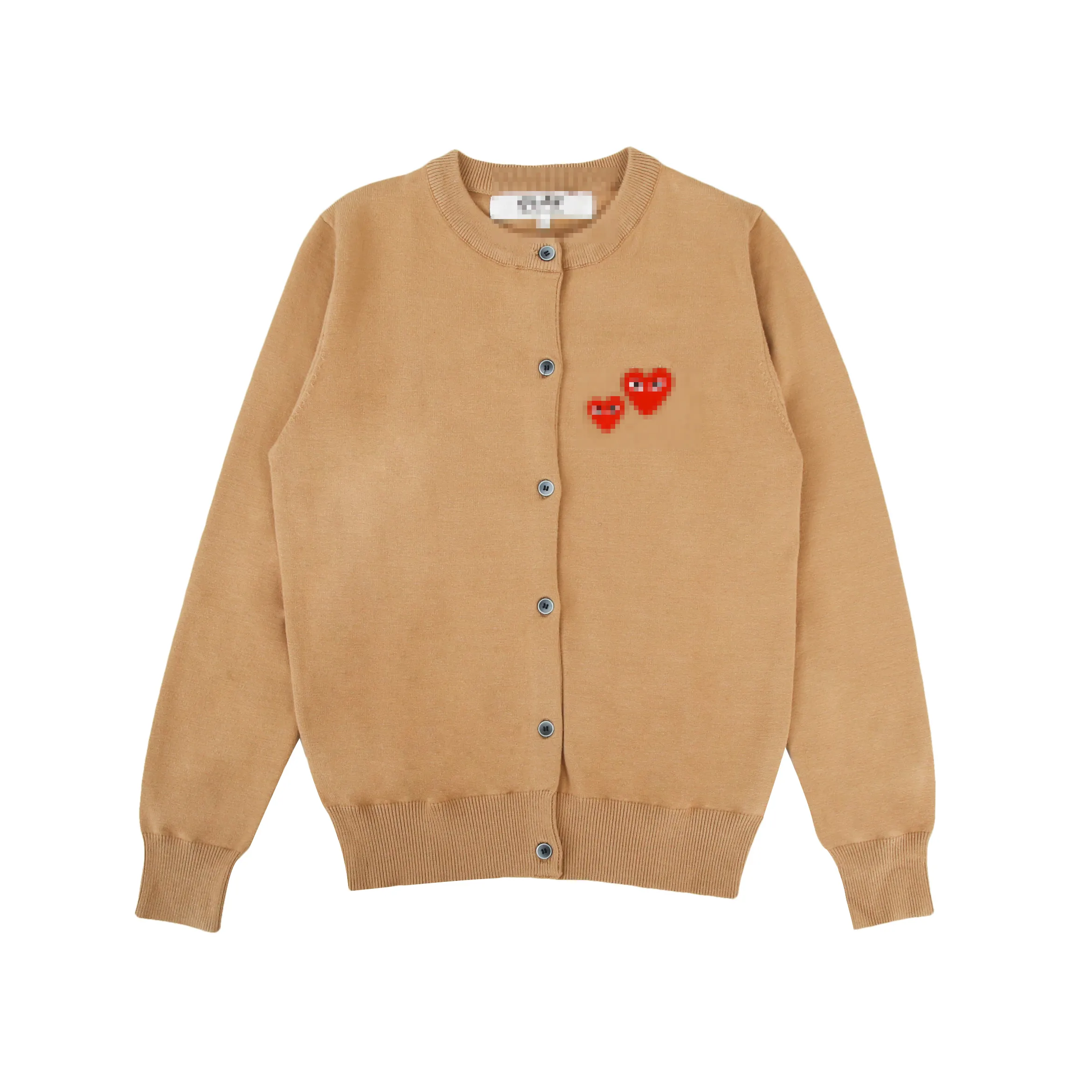 Designer Men's Sweaters CDG Com Des Garcons Play Women's Red Hearts Sweater Button apricot Wool Crew Neck Cardigan Size S M