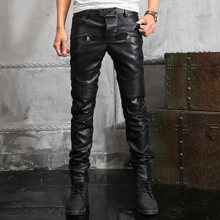Black Leather Motorcycle Leather Jeans Men For Men Waterproof PU Riding Pants For Street Style Street Fashion And Plus Size Options Style 230330 From Mu02 75.99 DHgate.Com