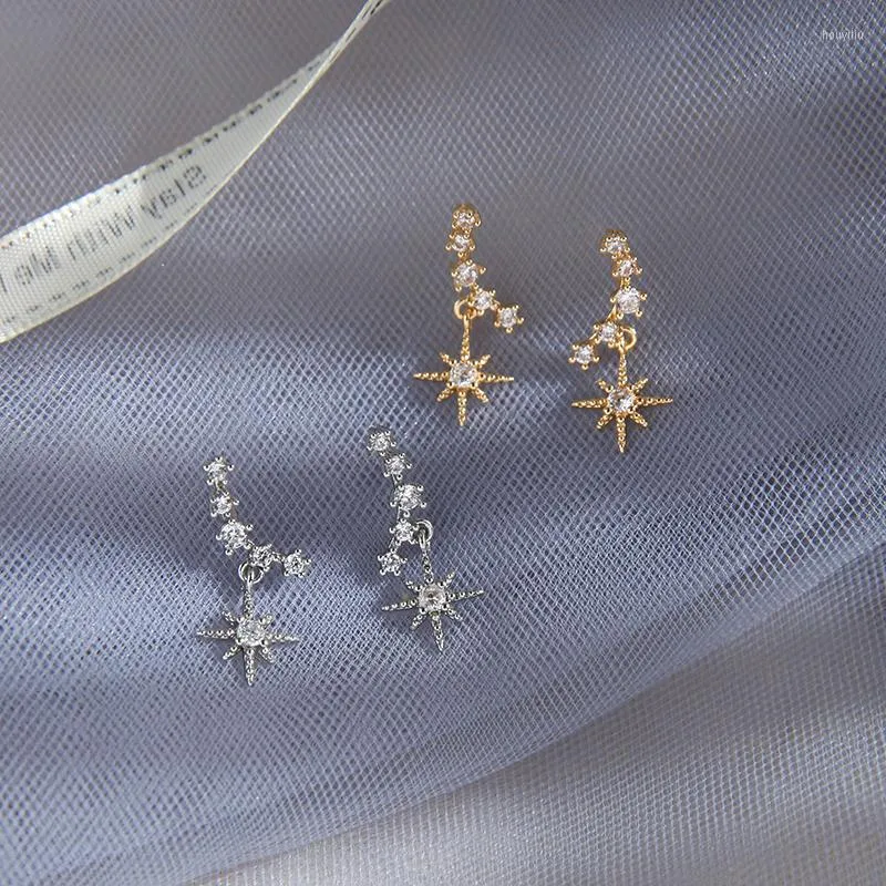Stud Küpe Yüksek kaliteli moda sevimli altın/gümüş renkli yıldız küpe kadınlar için el yapımı Koreli büyüleyici tarih hediye takı
