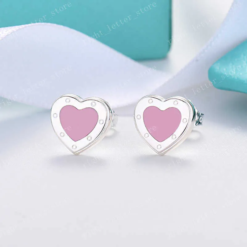 Three Luxury 925 Earrings Ladies Designer New Classic Peach Heart Color Enamel Luxury Jewelry Valentine's Day Gift Wholesale With Box G23