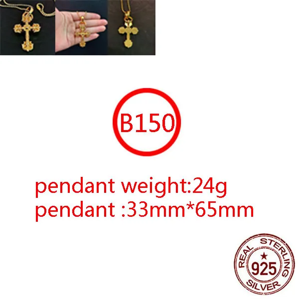 B150 S925 Sterling Silver Pendant Personlig punkstil Retro Hip Hop Simple Gold Plated Cross Flower Letter Form Present för älskare