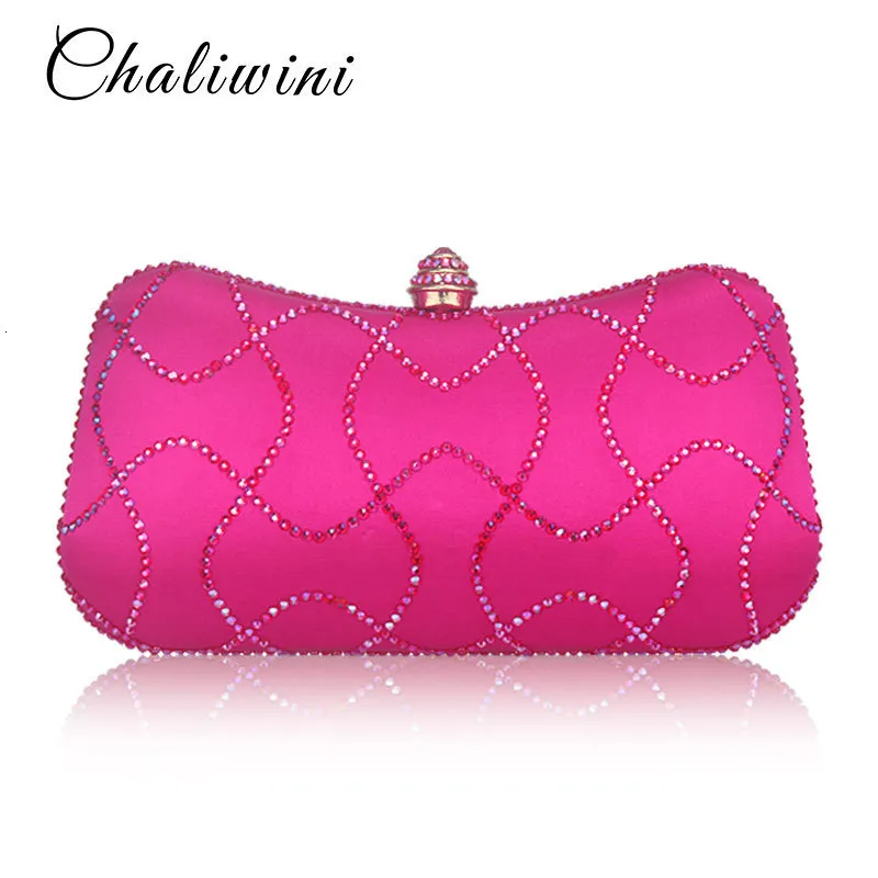 Evening Bags style Diamond Women Clutches Ladies Girl Party Wedding Purse Royal Pink Hand Clutch Bag With Chain 230329