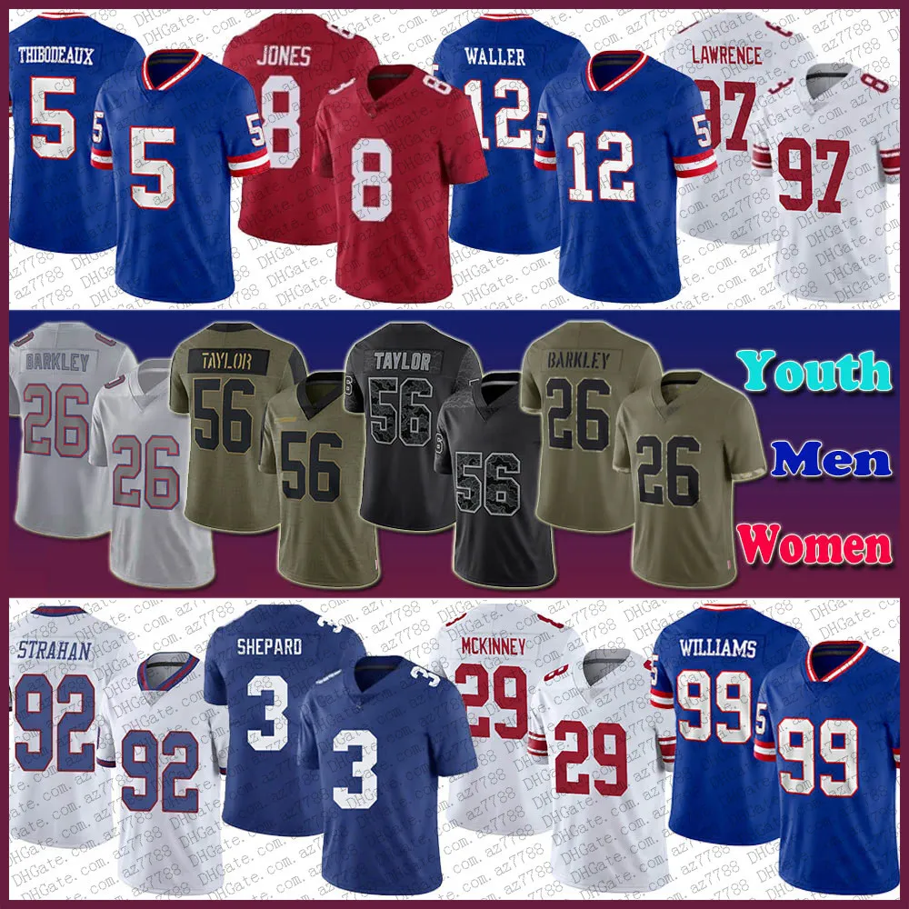 12 Darren Waller 26 Saquon Barkley Koszulka piłkarska Custom Mężczyźni Kobiety Młodzież 5 Kayvon Thibodeaux Daniel Jones Sterling Shepard Leonard Williams Dexter Lawrence Taylor