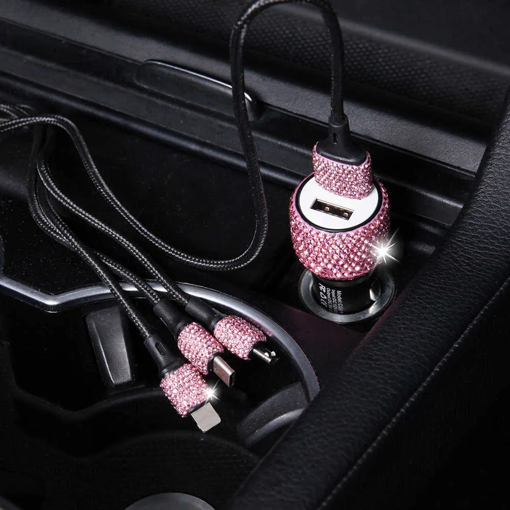 Neues, Neues Bling USB Autoladegerät, 5 V, 2,1 A, Dual Port Schnelladapter,  Rosa Auto Dekor, Auto Styling, Diamant Autozubehör, Innenraum Für Damen Von  5,27 €