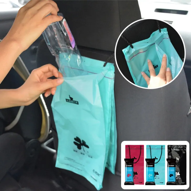 50pcs Disposable Trash Bag Car Home Kitchen Self-adhesive Waste Storager Car Seat Back Hanging Garbage Bin Waterproof Bags