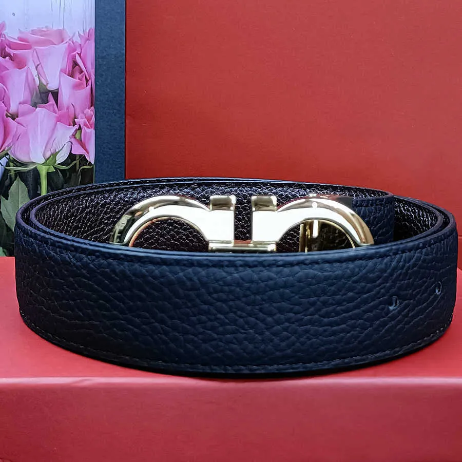 Cintura con fibbia liscia reversibile a doppia faccia Moda Uomo Donna Cinture in pelle Designer di lusso Jeans Cintura casual Larghezza 3,3 cm Taglia 95-125 cm