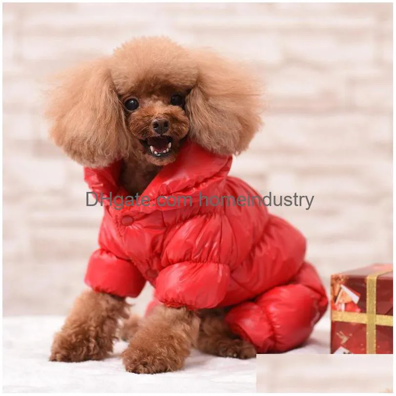 Hundklädkläder Down Jacket Autumn Winter Small Pet Space Cotton Candy Color Fourleg Coat Drop Delivery Home Garden Supplies Dh2io