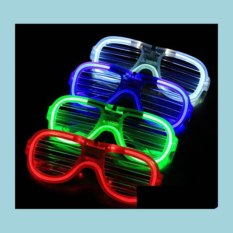 Andere festliche Partyzubehör Mode LED Licht Gläser Blinkende Fensterläden Form Blitz Sonnenbrille Tänze Festival Dekoration Drop De Dh8Hs