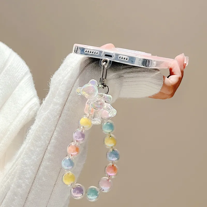Ciondolo Per Cellulare Con Perle A Farfalla - Cordino Antismarrimento Per Donna - Accessorio Moda Per Telefono