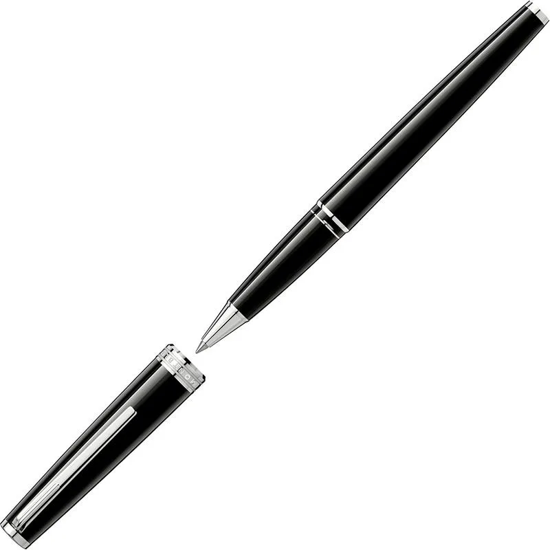 Lüks P-I-X Serisi Parlak Siyah Gümüş Klip 0.7mm m Mürekkep Rollerball Kalem Yok Kutu