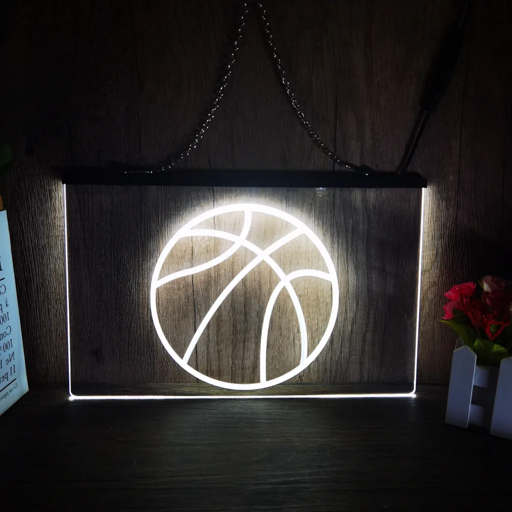 バスケットボールの形をした男洞窟LEDネオンサインホーム装飾新年の壁のウェディングベッドルーム3Dナイトライト