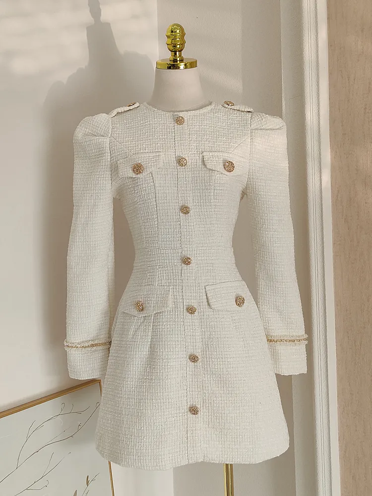 ワンピース birthdaybash TWEED PUFF SLEEVE DRESS birthdaybash TWEED PUFF SLEEVE DRESS