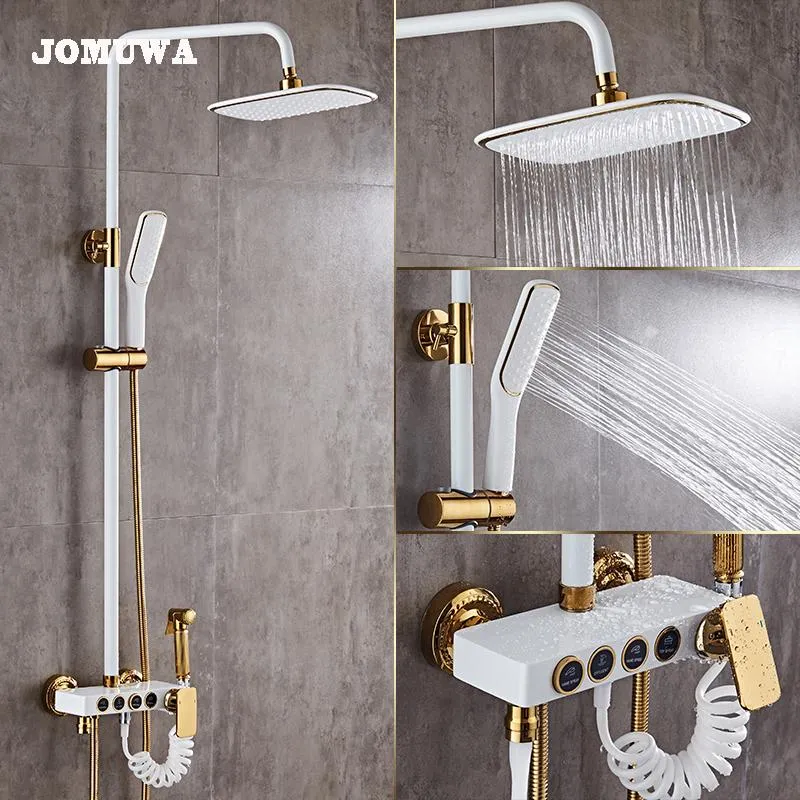 Bathroom Shower Sets Luxury Black / White Golden Set Antique Gold Color Faucet Bathtub