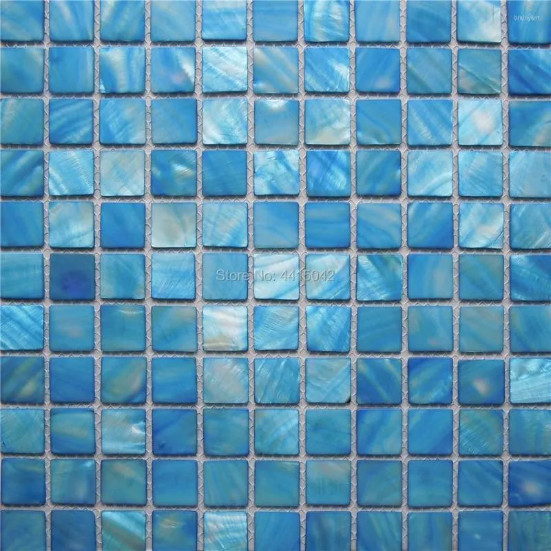 Carte da parati Mattonelle di mosaico in madreperla blu per la decorazione domestica Backsplash e parete del bagno AL089 2 metri quadrati/lotto