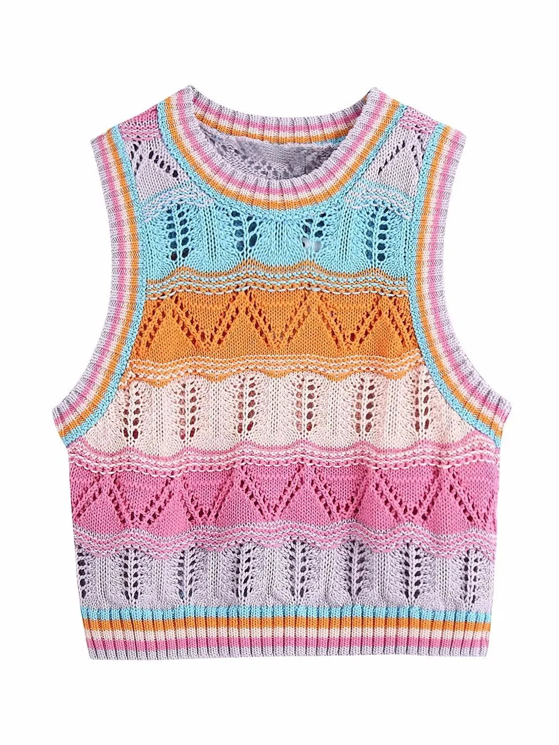 Kvinnors västar Kvinnors färgmatchande ihålig Cardigan Kort stickad tröja Kvinnors ärmlös Casual Slim Fit Tank Top Cut Top Sticke Top Tank Top 230330