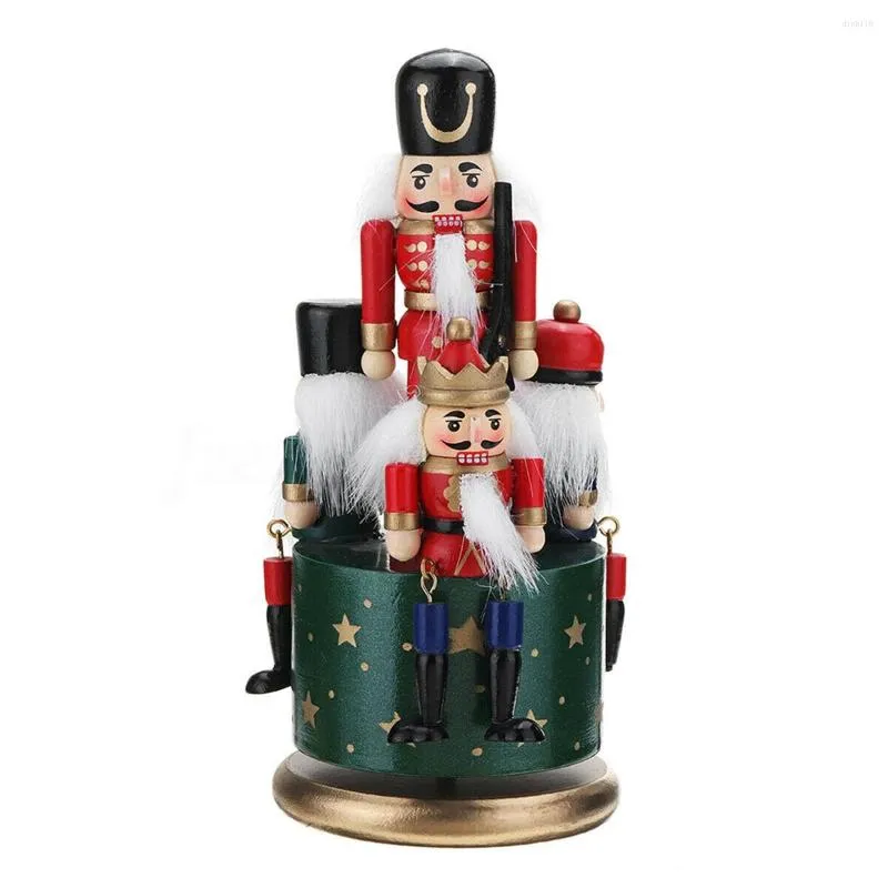 Figurine decorative Natale Schiaccianoci Compleanno per bambini Decorazione domestica Carillon Fai da te Giocattolo in legno Artigianato Verde