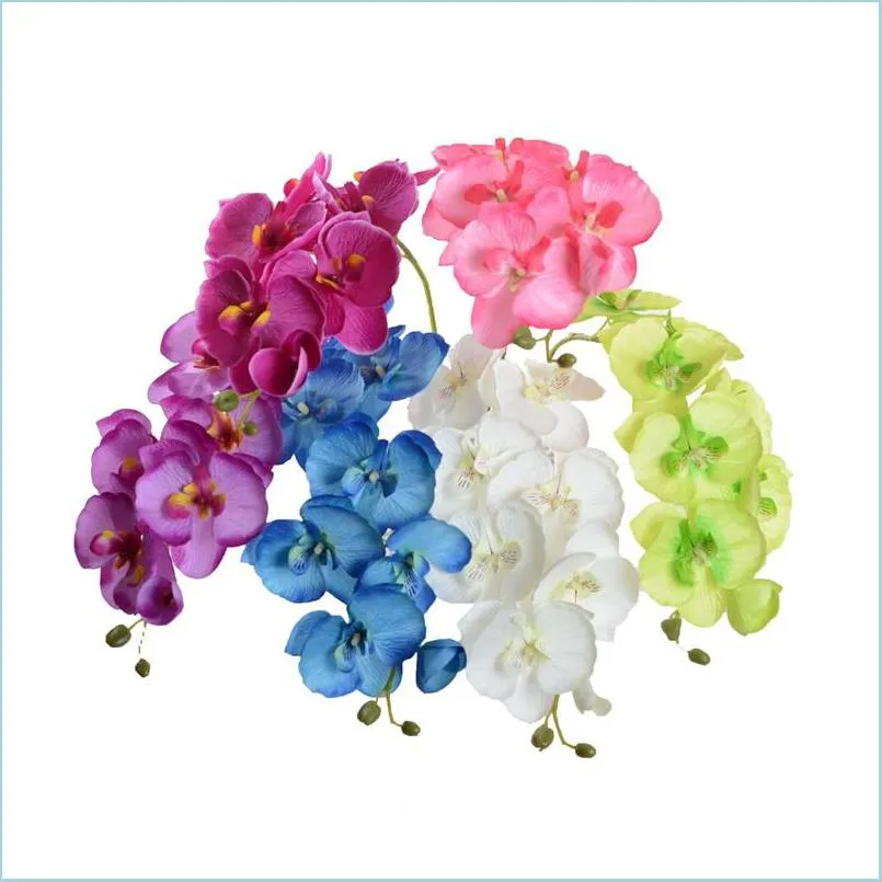 Decoratieve bloemen kransen orc kunstmatige doe -het -zelf vlinder zijden bloemboeket phalaenopsis home decoratie 6 kleuren drop del dhyjjjjjjjjjjjj