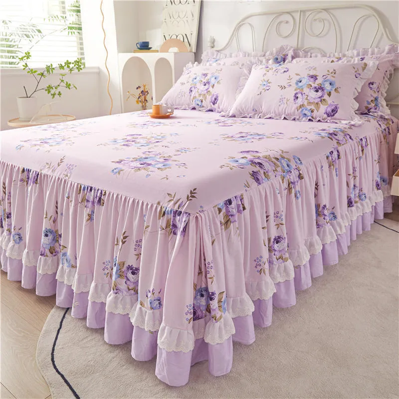 Salia de cama Flor Flor PLEAT PLEAT 100 Algodão Casamento de algodão Grande Princesa de lda de renda da princesa de ponta de ponta travesseiro 230330