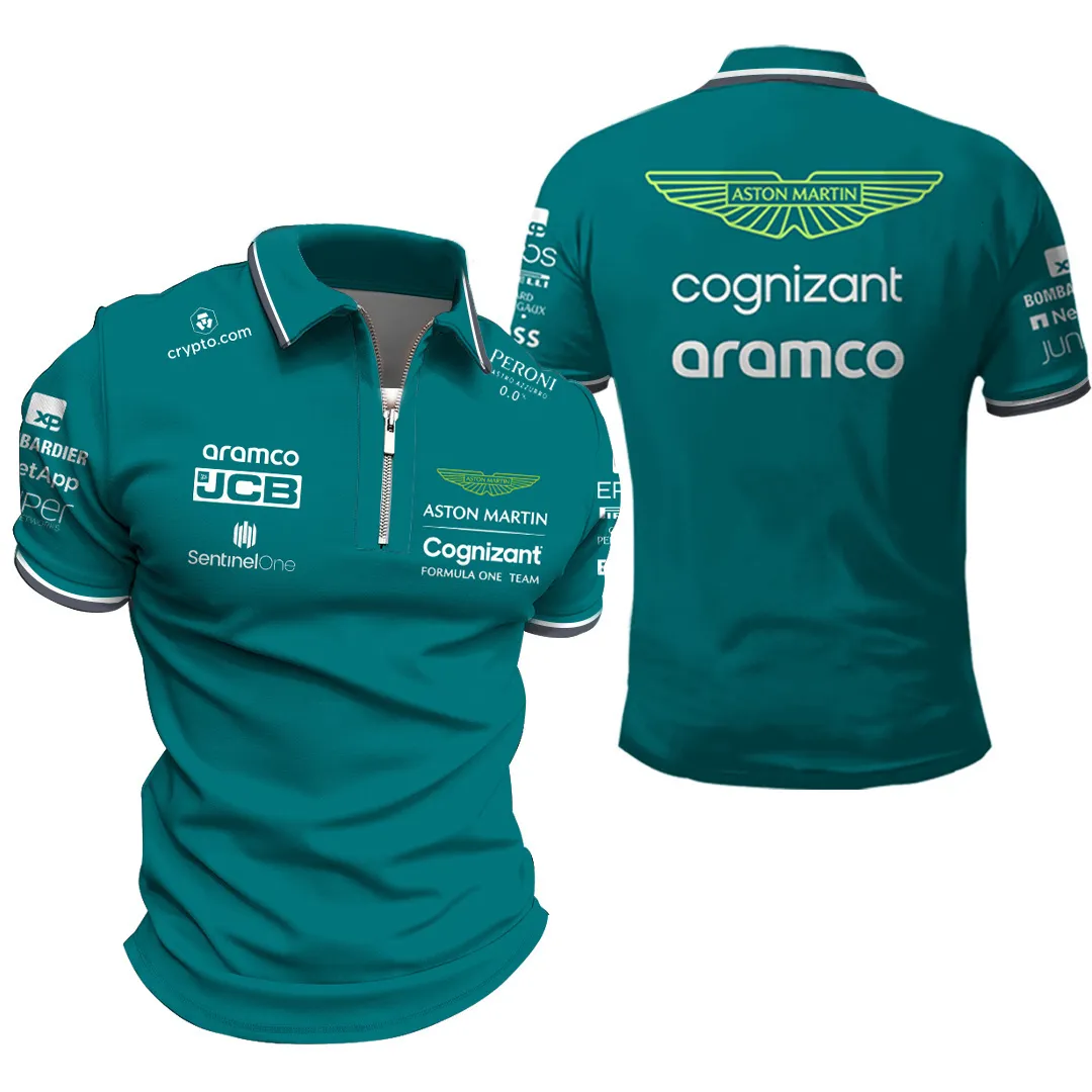 Men s Polos Fashion Aston Martin Team T shirts Spanish Racing Driver Fernando Alonso 14 and STROLL 18 Oversized Polo Shirts 230330