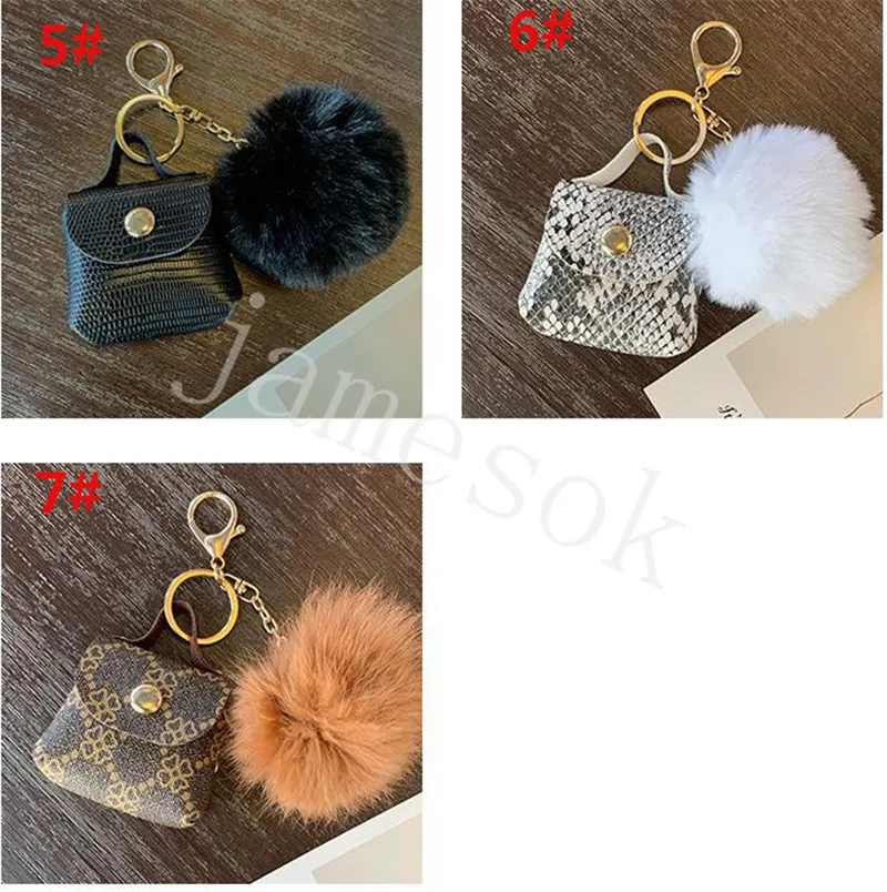 Porte-clés boule de cheveux en cuir PU, support pour écouteurs, accessoires de sac à dos à la mode, pendentif, Mini sac DF147
