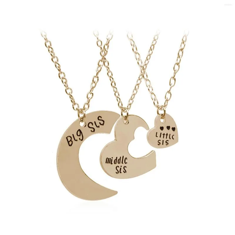 Trendy Simple Heart Necklace Sisters Pendant 2/3 Pcs BFF Letter Splicing  Alloy Friendship Accessories Birthday