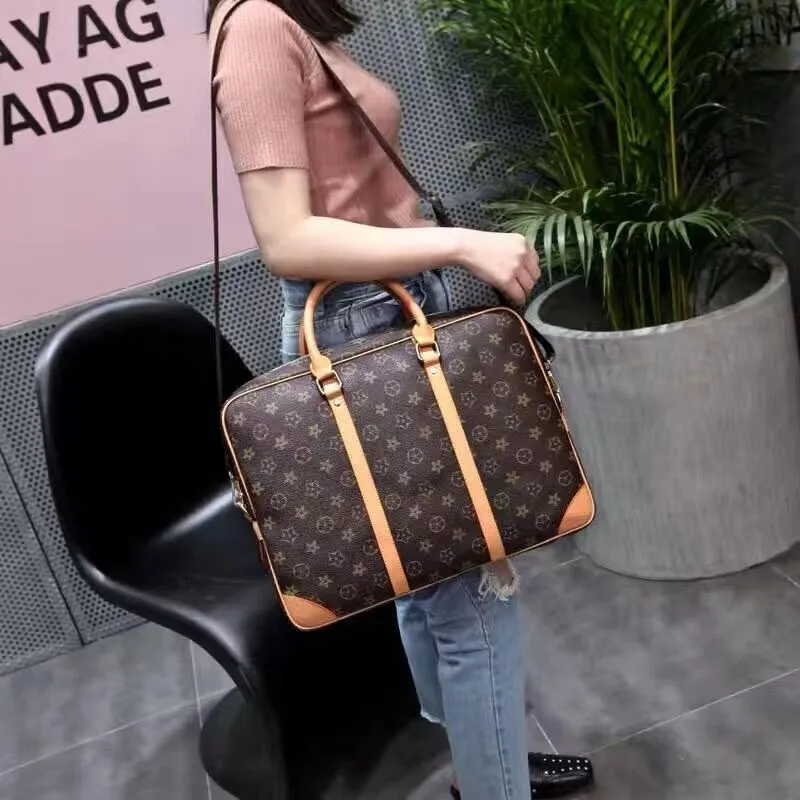 Moda İş erkek Evrak Çantası Dizüstü Bilgisayar Çanta Omuz Ofis Messenger Çanta PU 14 Inç Louise Çanta vutton Crossbody viuton çanta