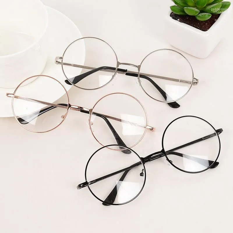 Sunglasses Frames Fashion Black Round Glasses Cosplay Metal Eyeglasses Gold Silver Mens Fake Stage Props Women Accessories Godd22